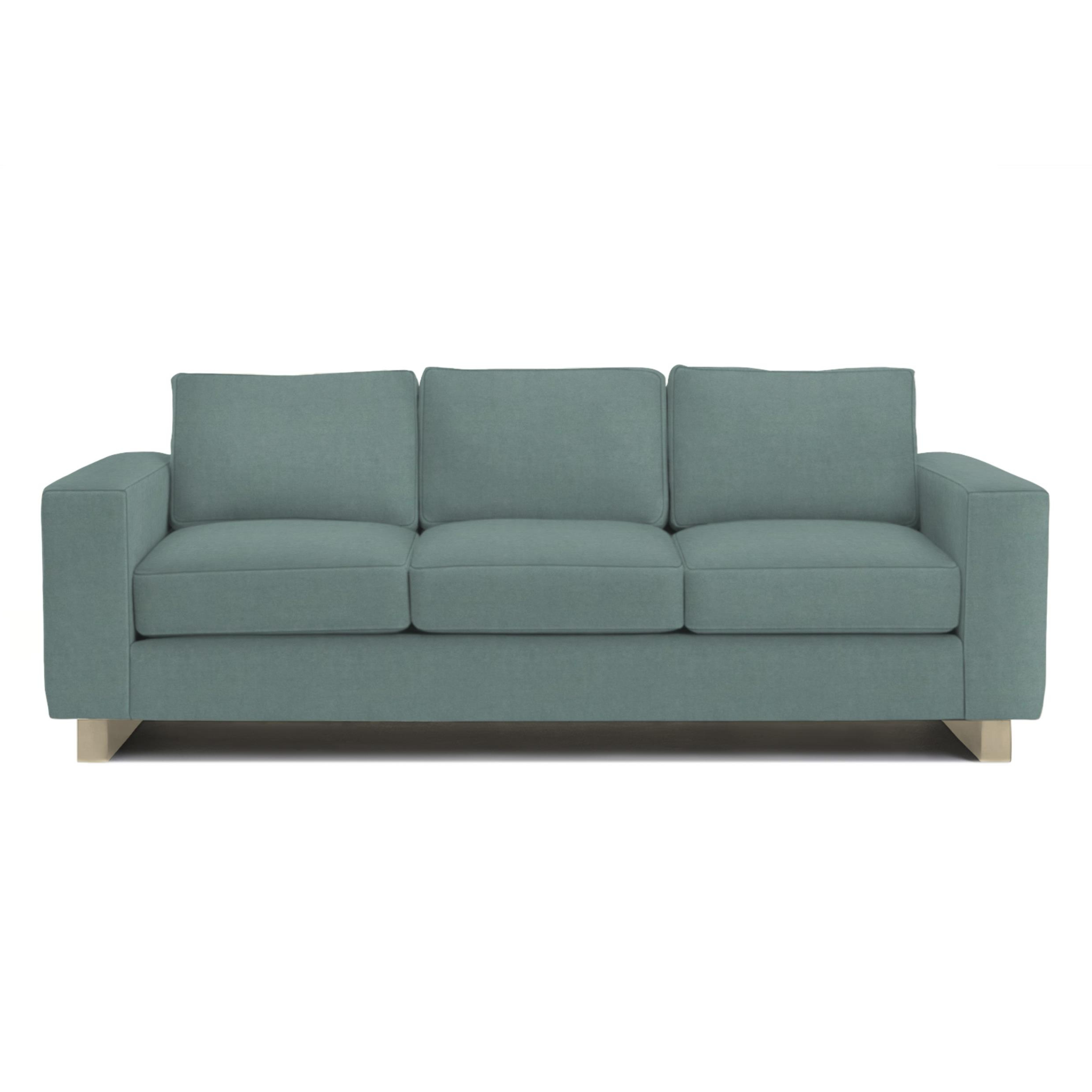 Teal sofa on a white background