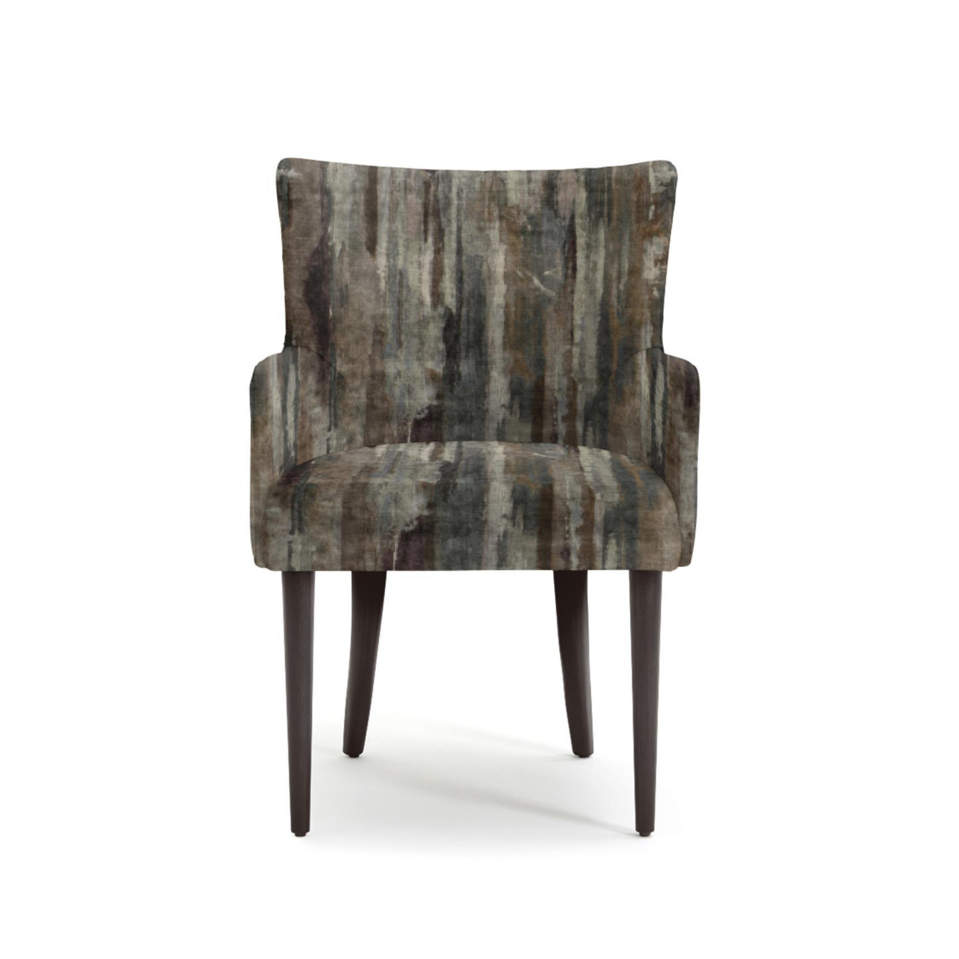 Chair with patterned fabric on a white background