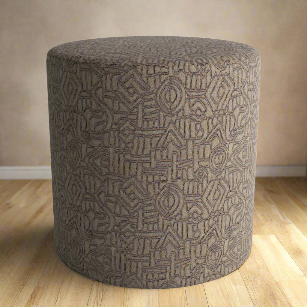 Joliot Ottoman in Salvia by Fineza – full-size upholstered ottoman displayed on white background.