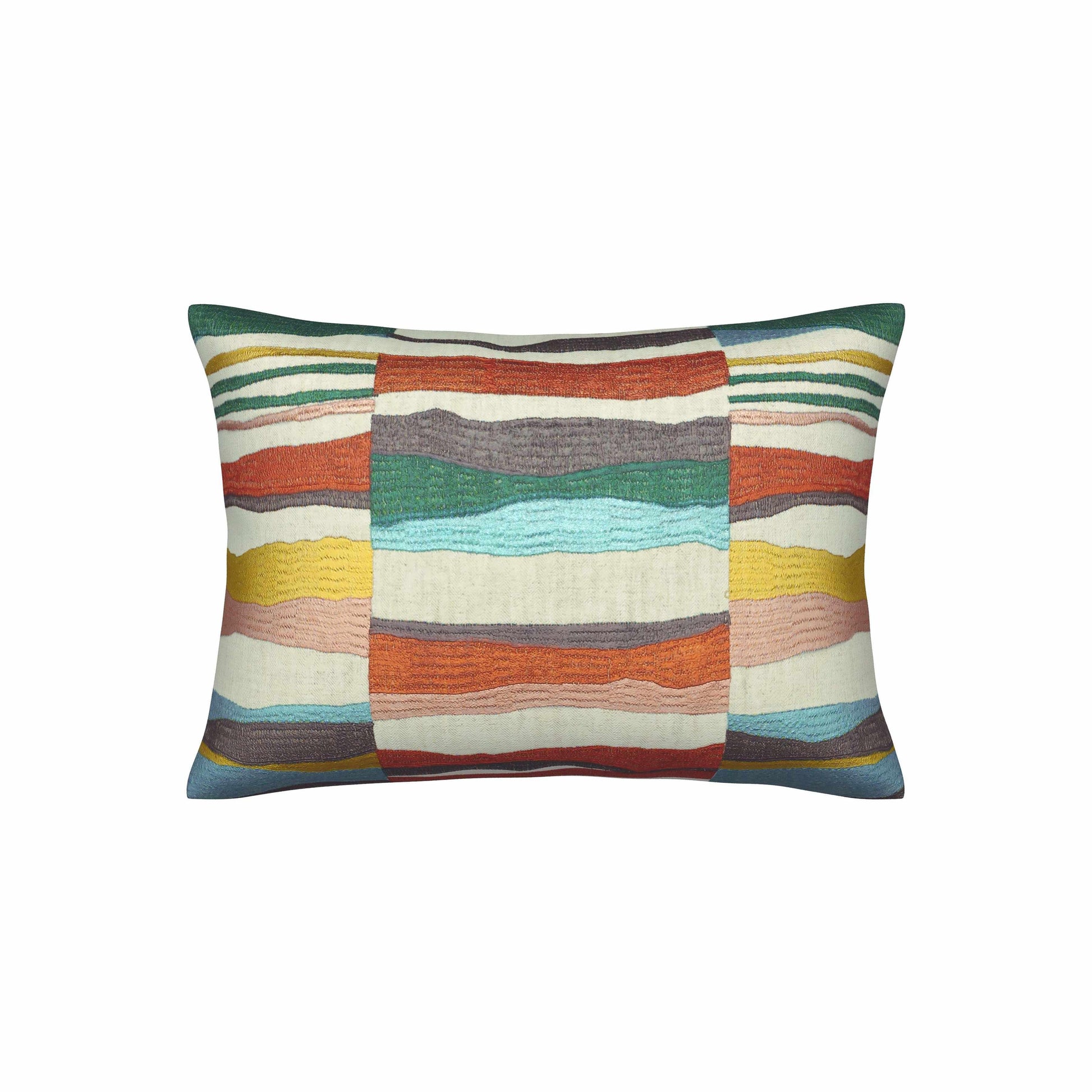 Phoenix Stripe Pillow Set in Mineral Slope by Fineza – soft decorative striped pillows displayed on white background.
