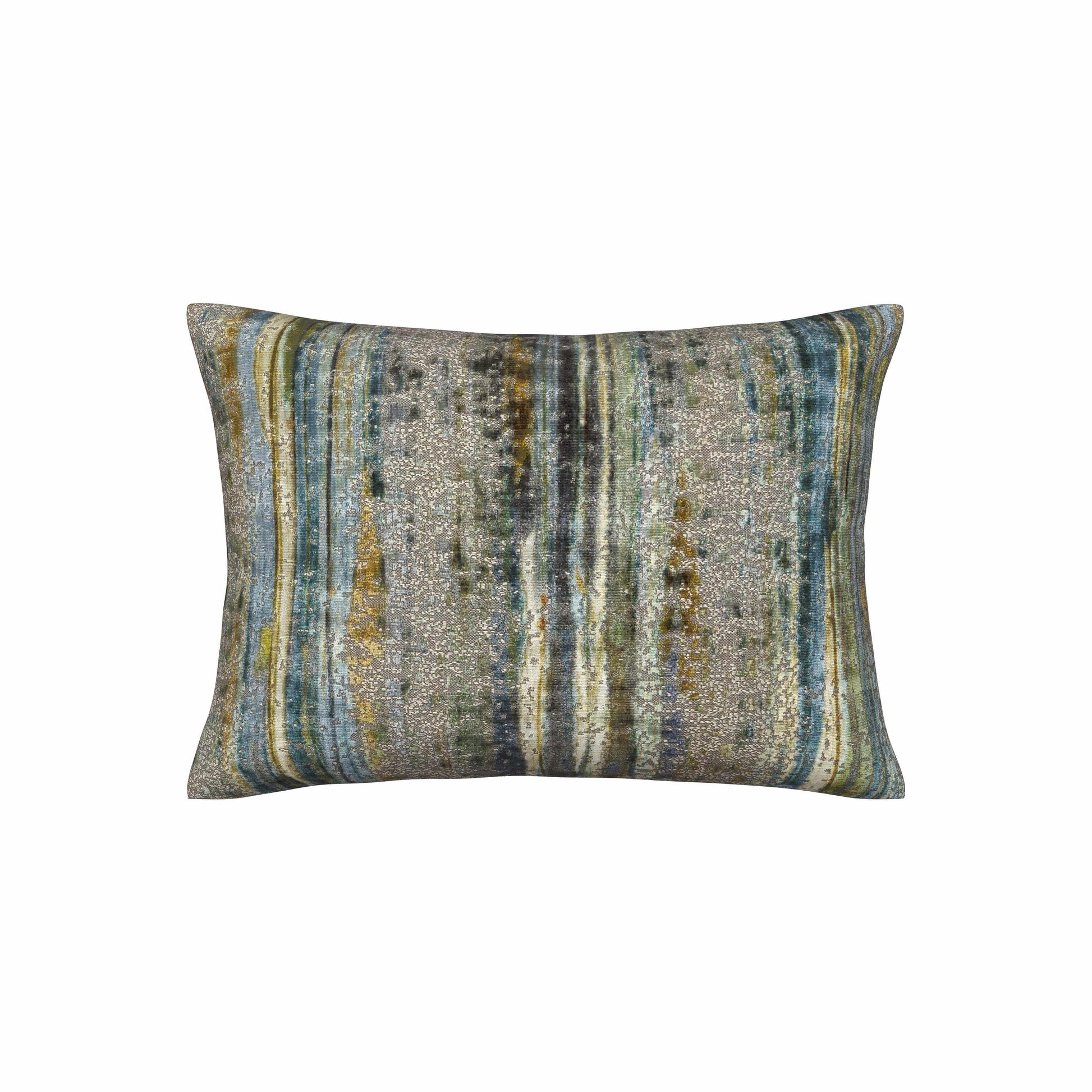 Brushstroke Velvet Pillow Set in Aegean by Fineza – soft decorative velvet pillows displayed on white background.