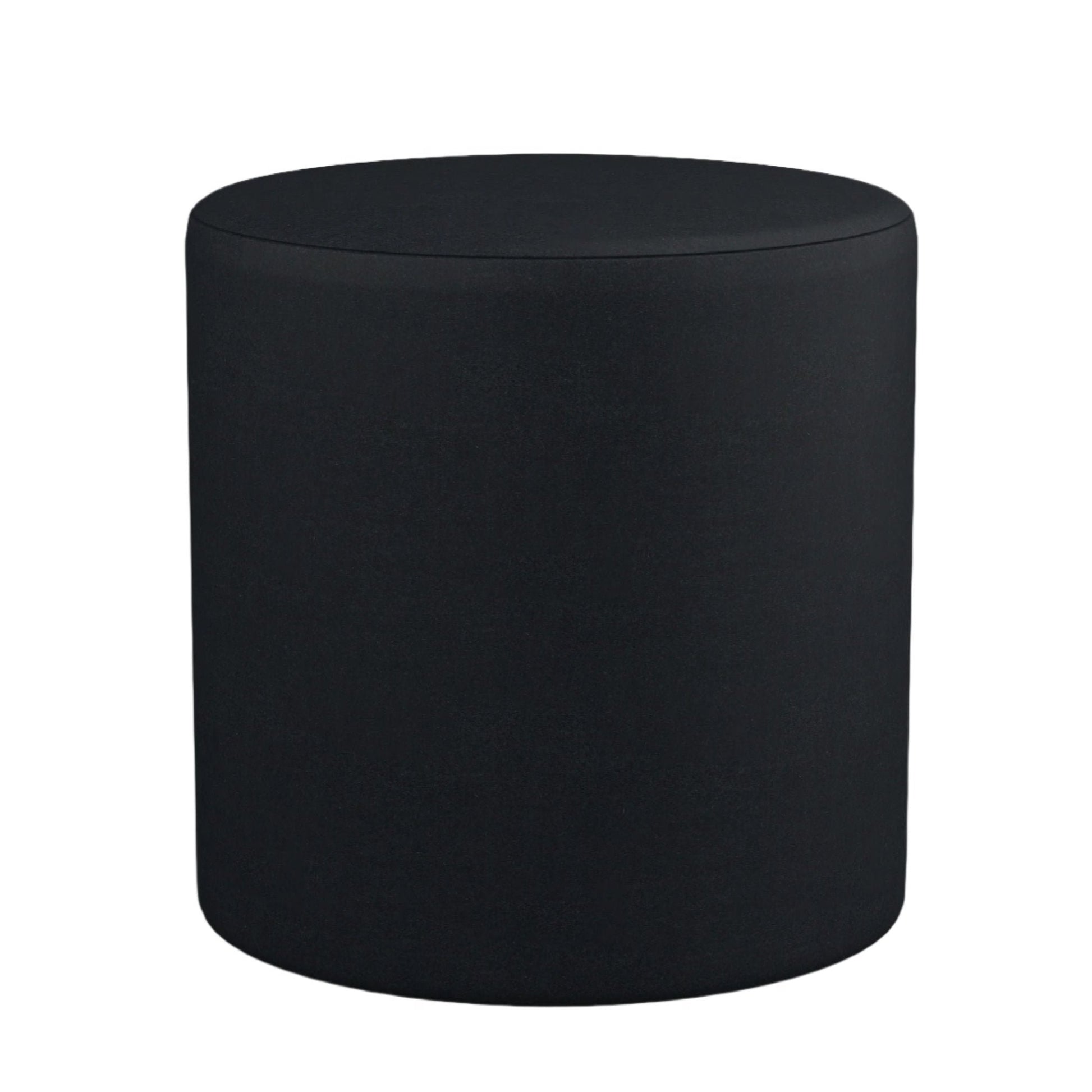 Annie Wool Ottoman in Manhattan Black - Fineza on white background.