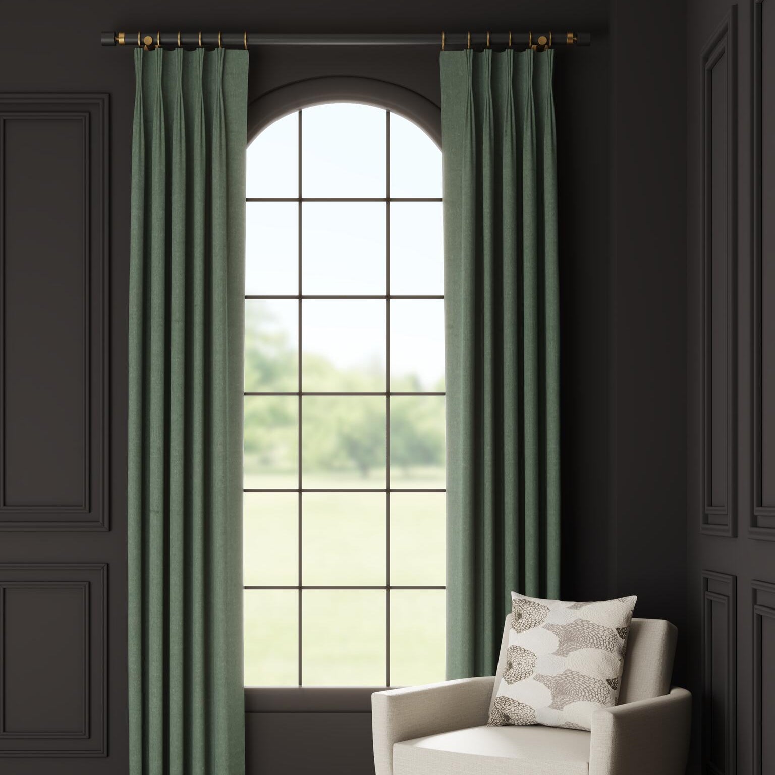 Decorative Panels Douppioni Silk in Juniper - FineZa1