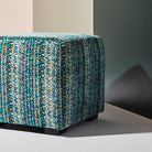Pixel Velvet Ottoman in Blue Rasberry - Fineza