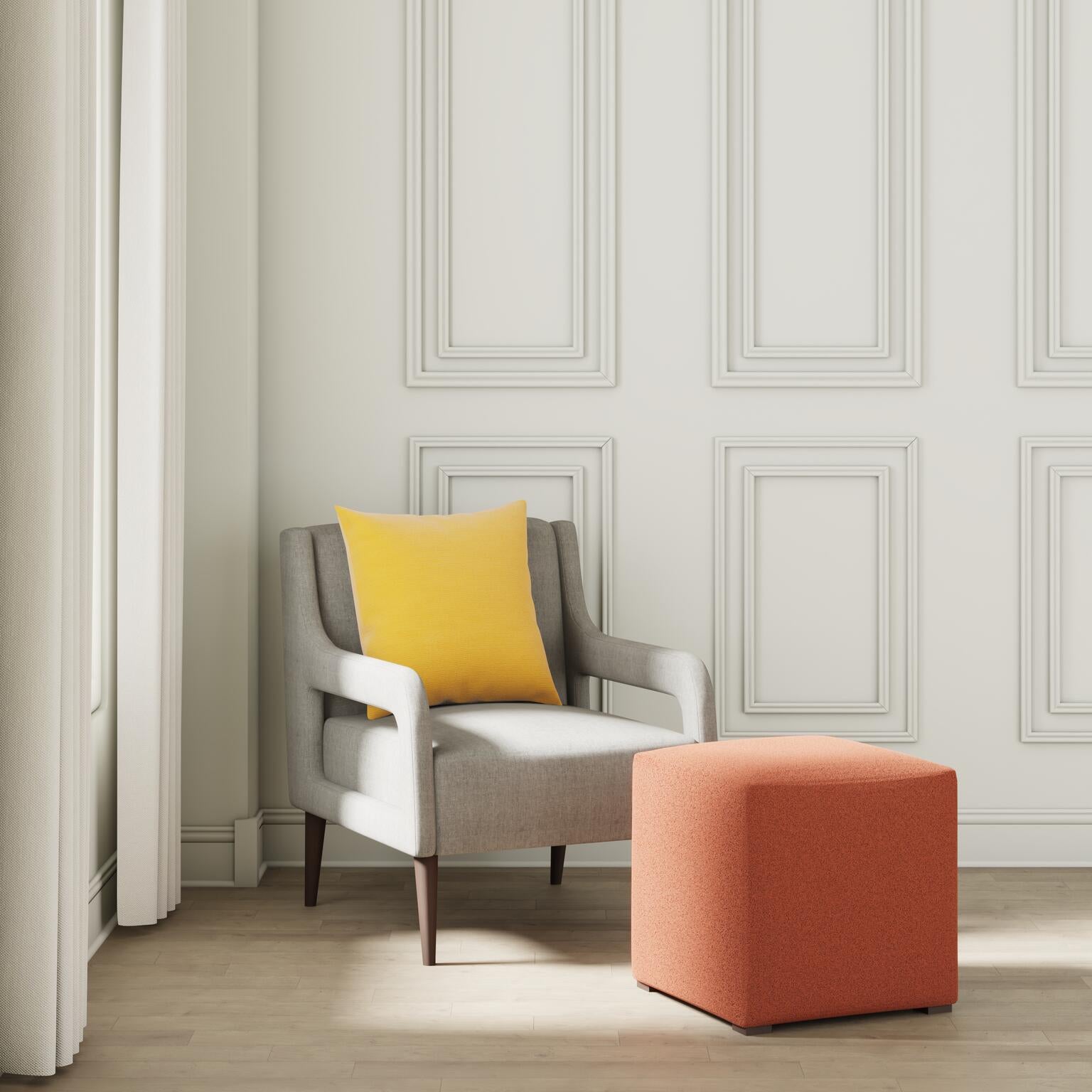 House Velour Ottoman in Salmon - FineZa1