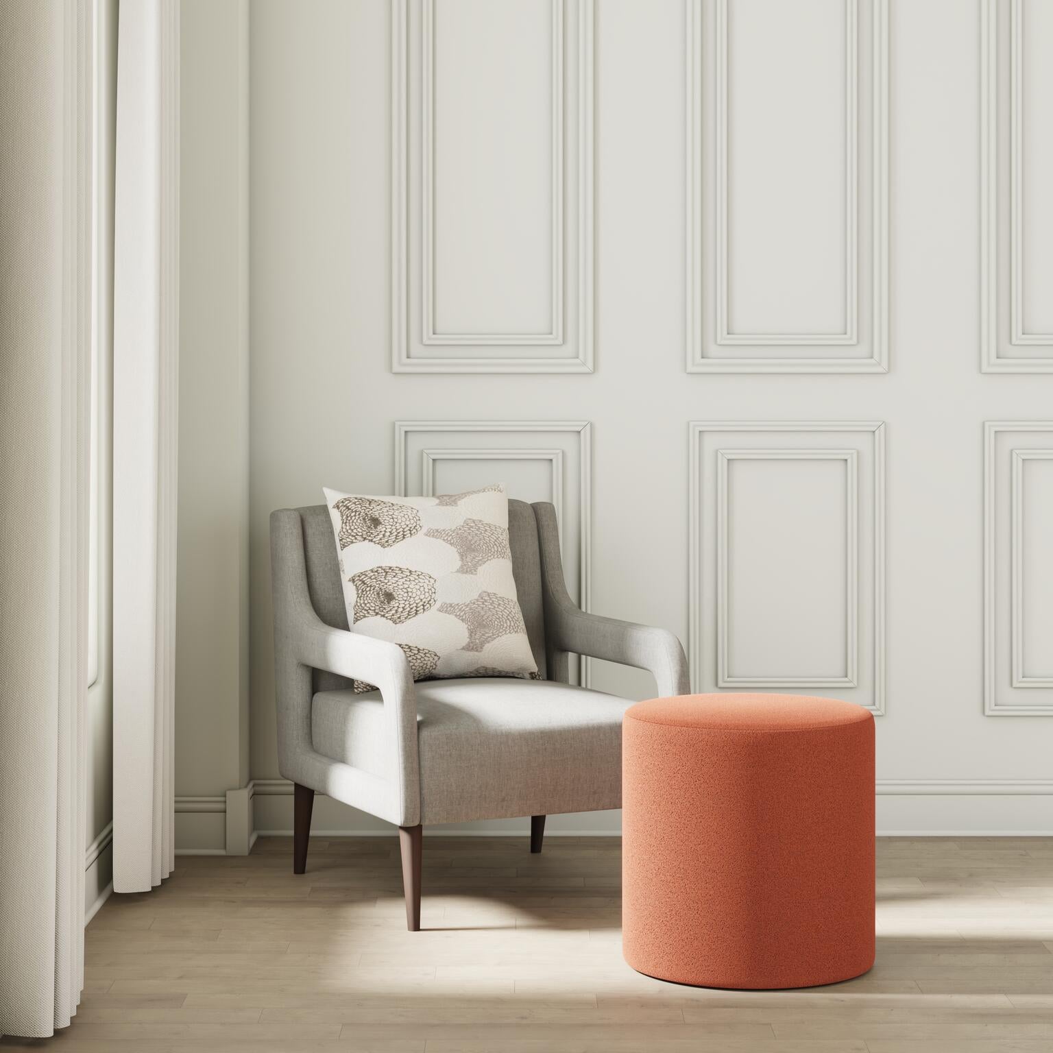 House Velour Ottoman in Salmon - FineZa2