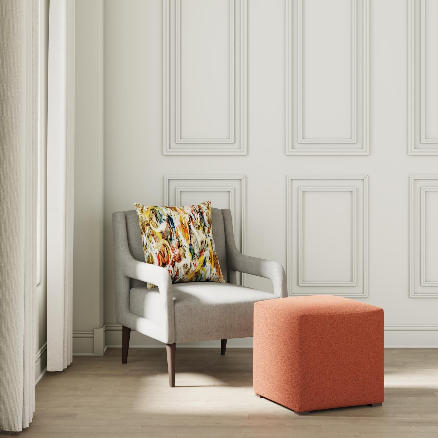 House Velour Ottoman in Salmon - FineZa3