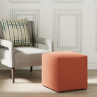 House Velour Ottoman in Salmon - FineZa7