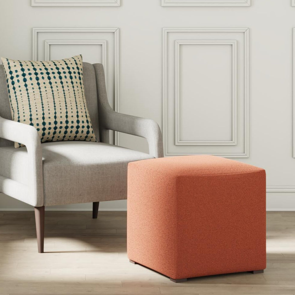 House Velour Ottoman in Salmon - FineZa7