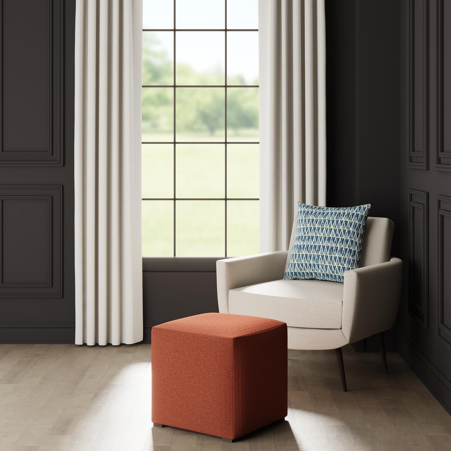 House Velour Ottoman in Salmon - FineZa8