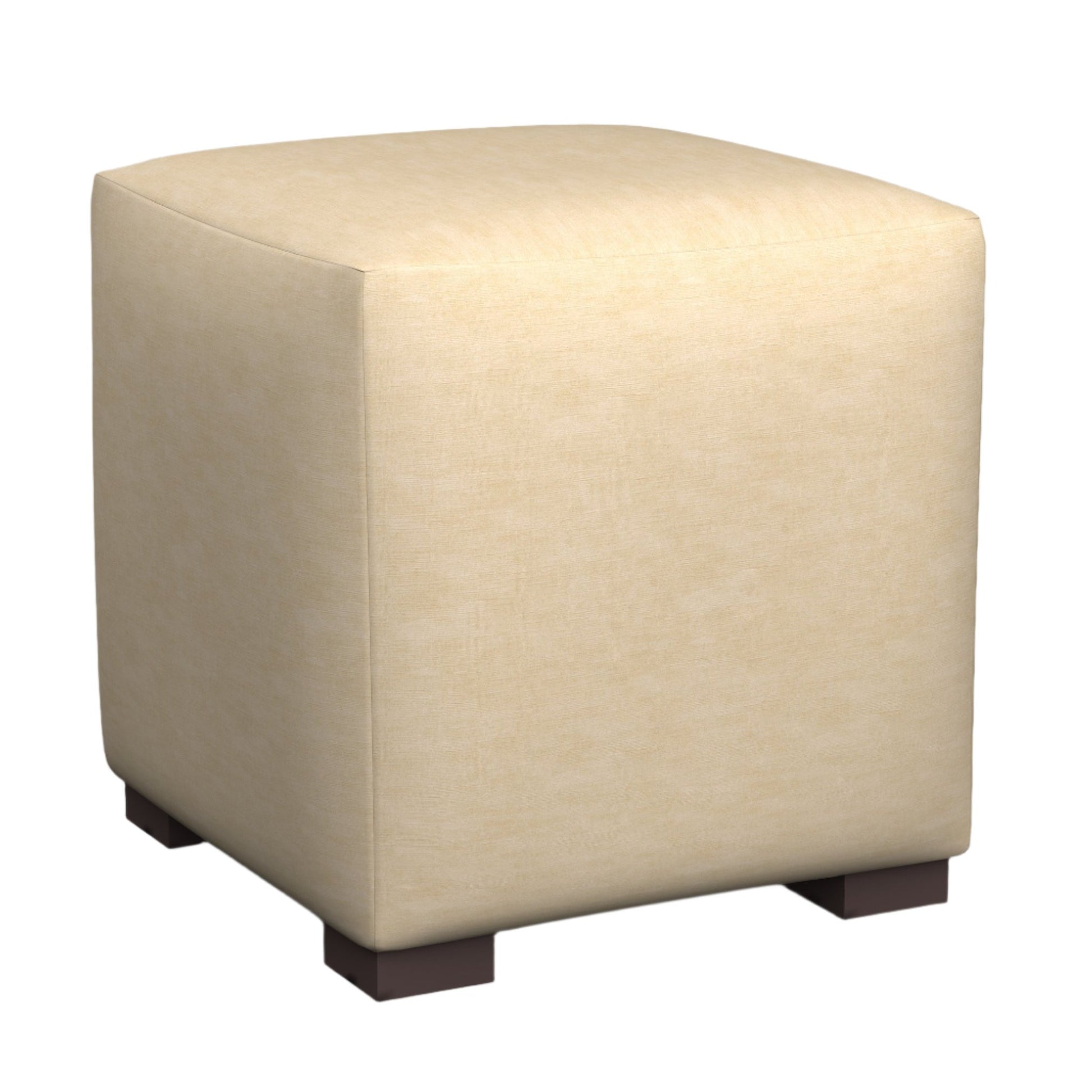 Slate Bellagio Ottoman by Fineza – modern square upholstered ottoman for living room or bedroom displayed on white background.