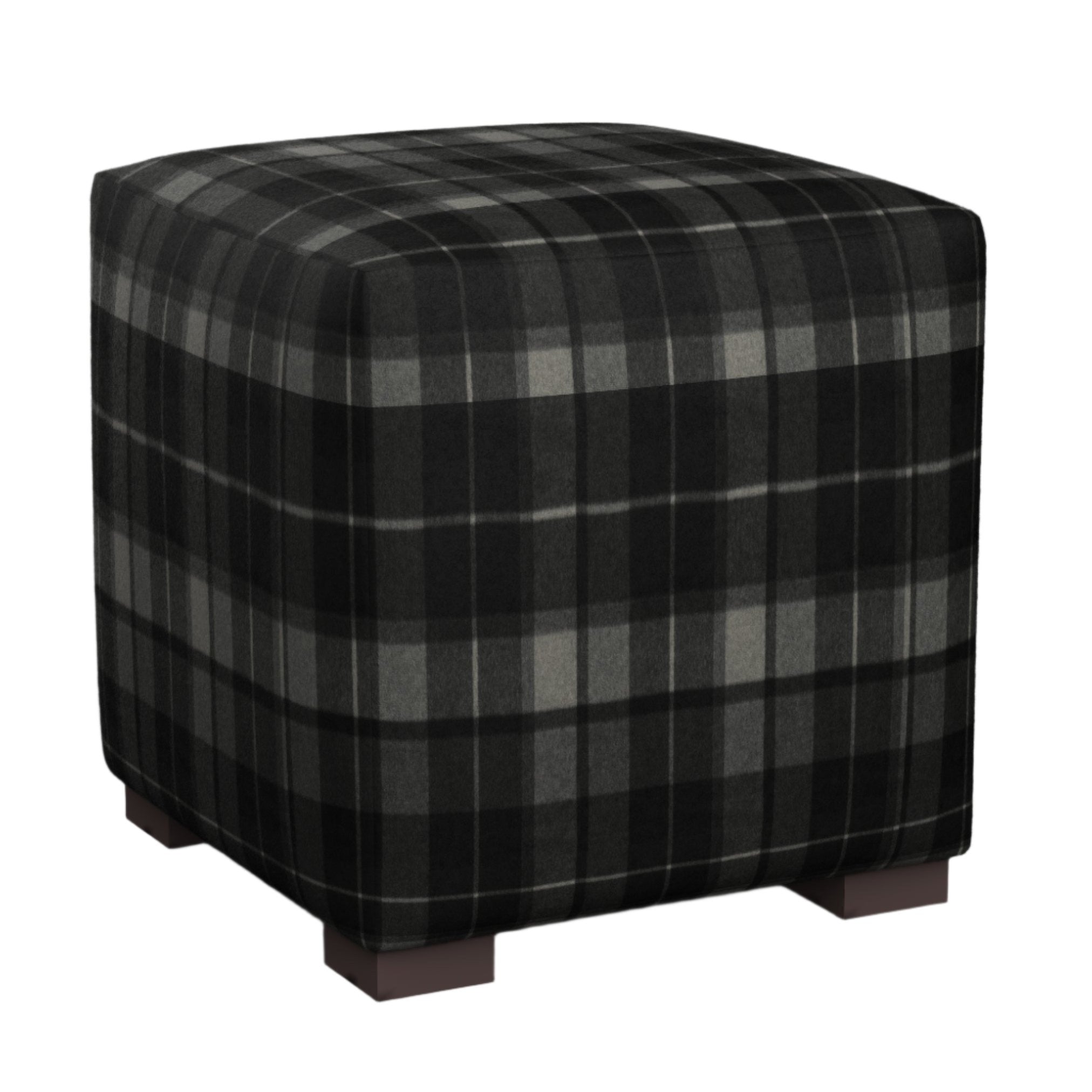 Interiors Plaid Ottoman in Eve Black - Fineza