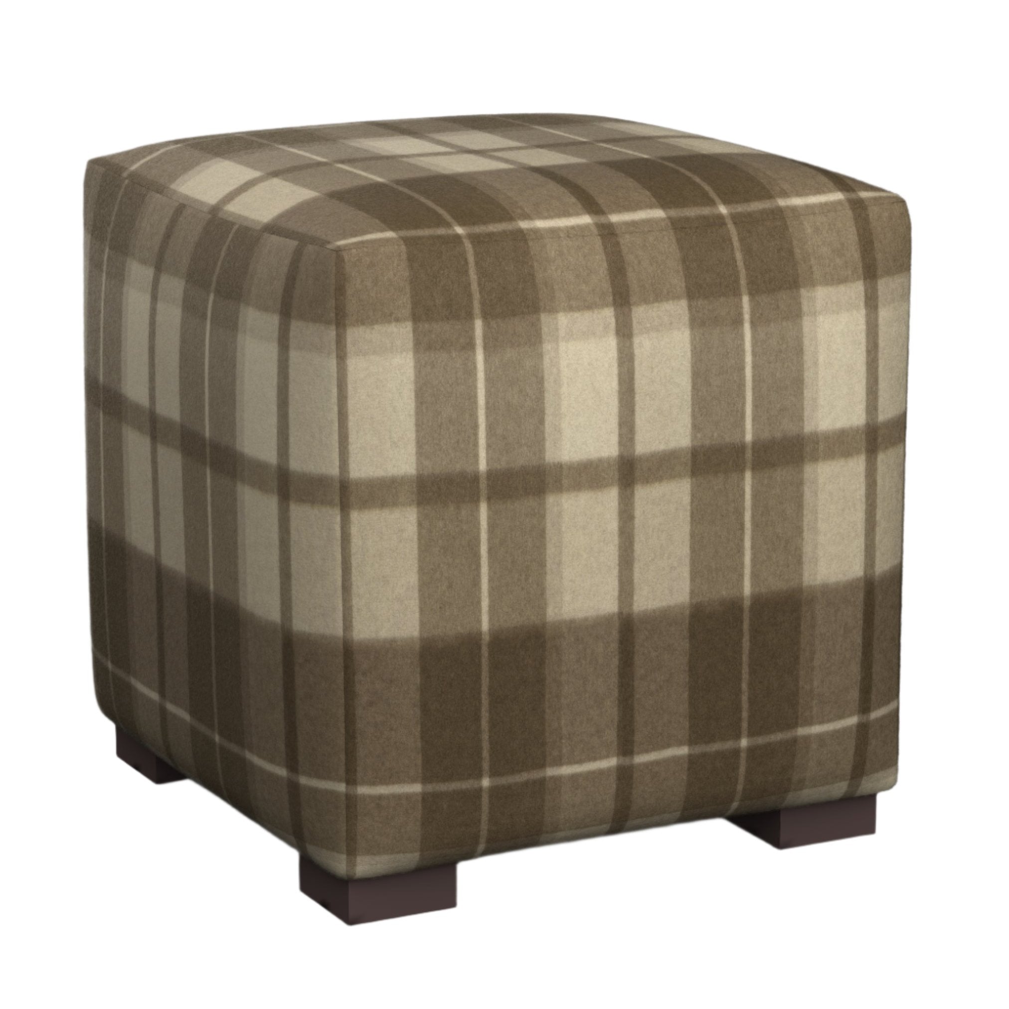 Interiors Plaid Ottoman in Flyn Camel - Fineza