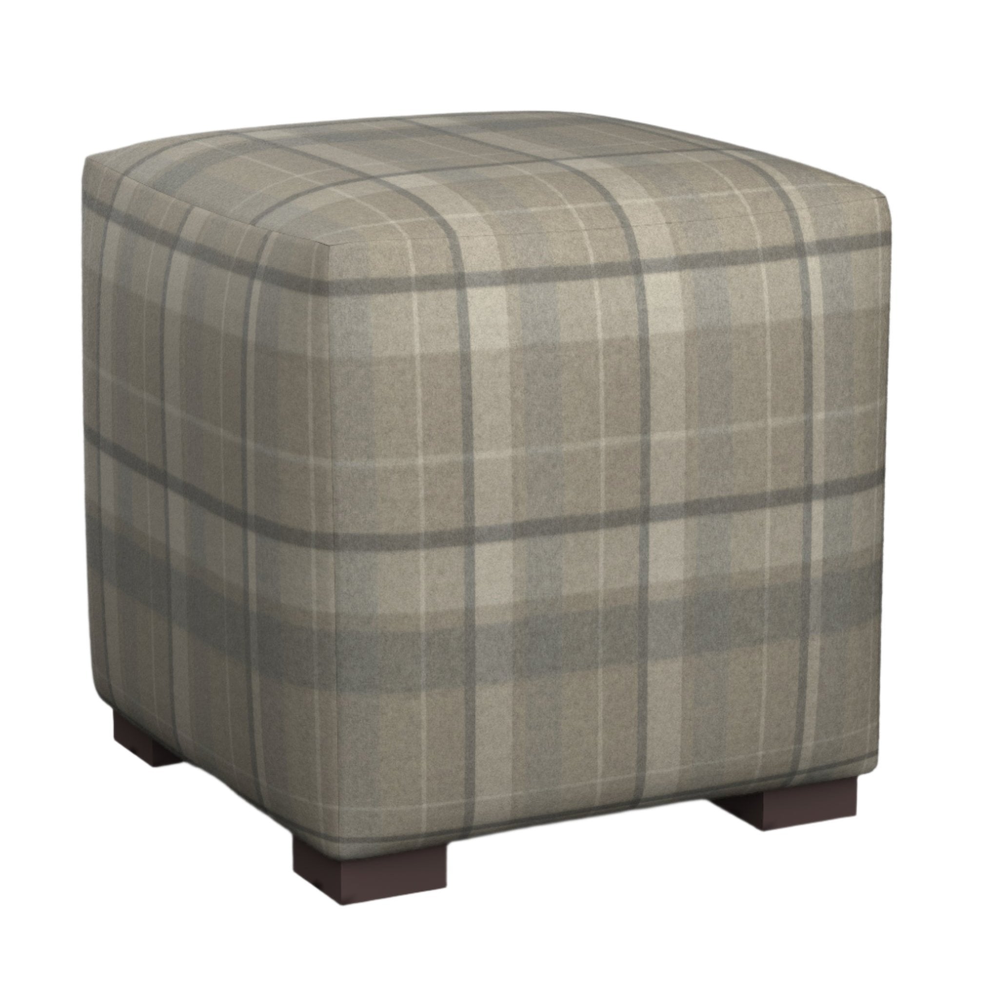 Interiors Plaid Ottoman in Joey Cashmere - Fineza