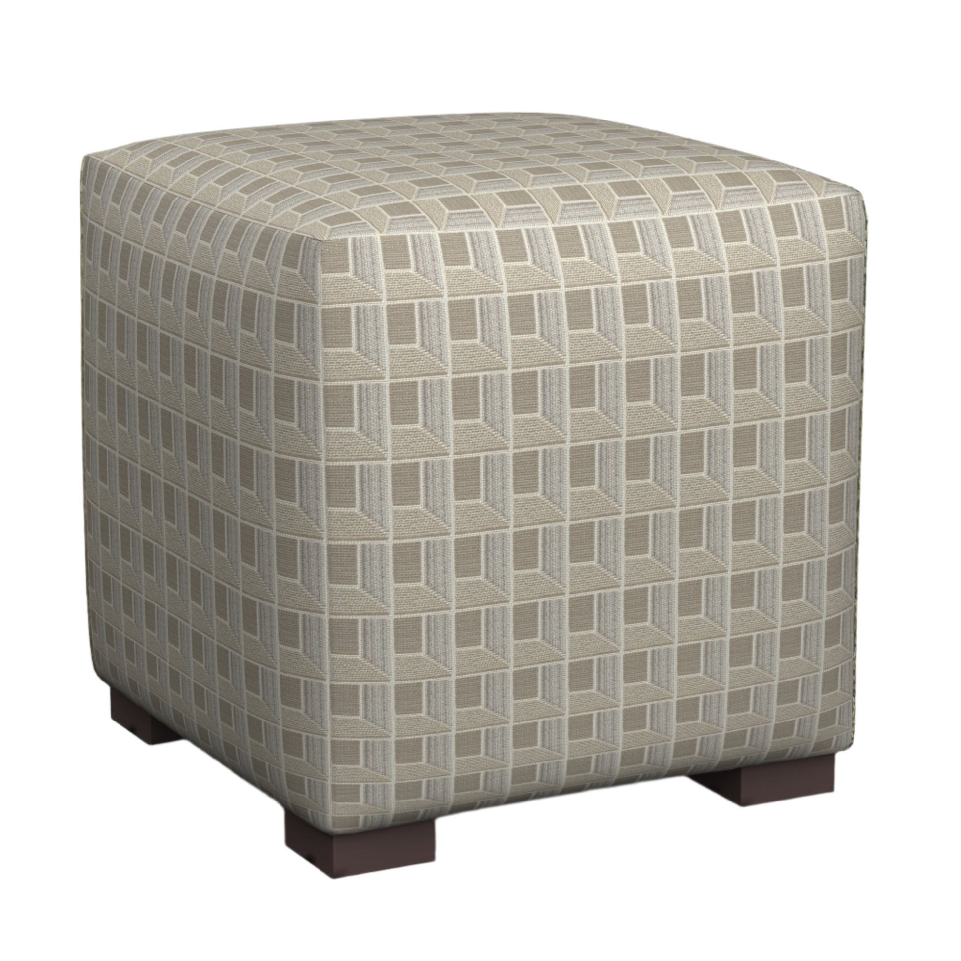 Shoot the Moon Ottoman in Faith White by Fineza – full-size upholstered ottoman displayed on white background.