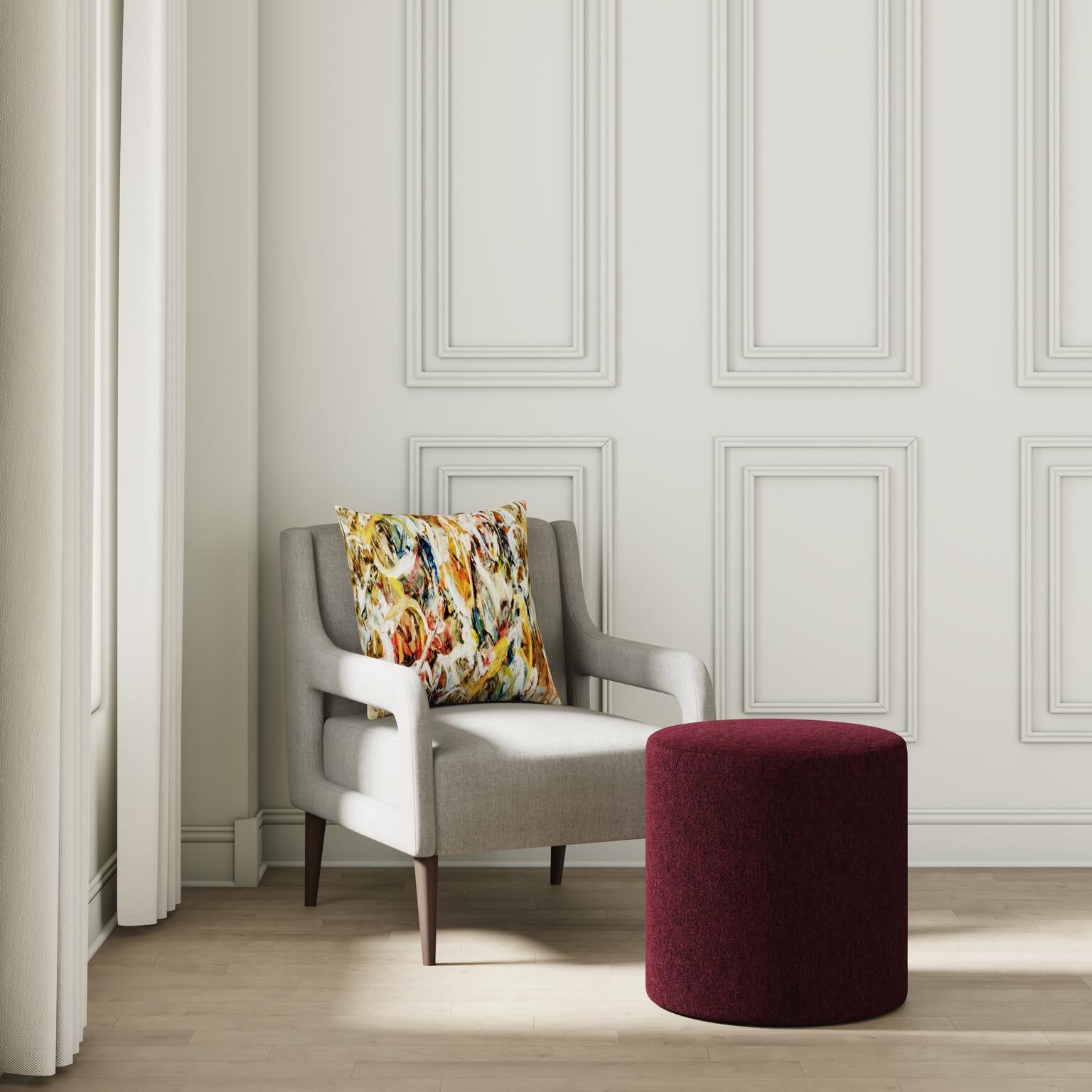 So Mohair Ottoman in Jammin - FineZa6