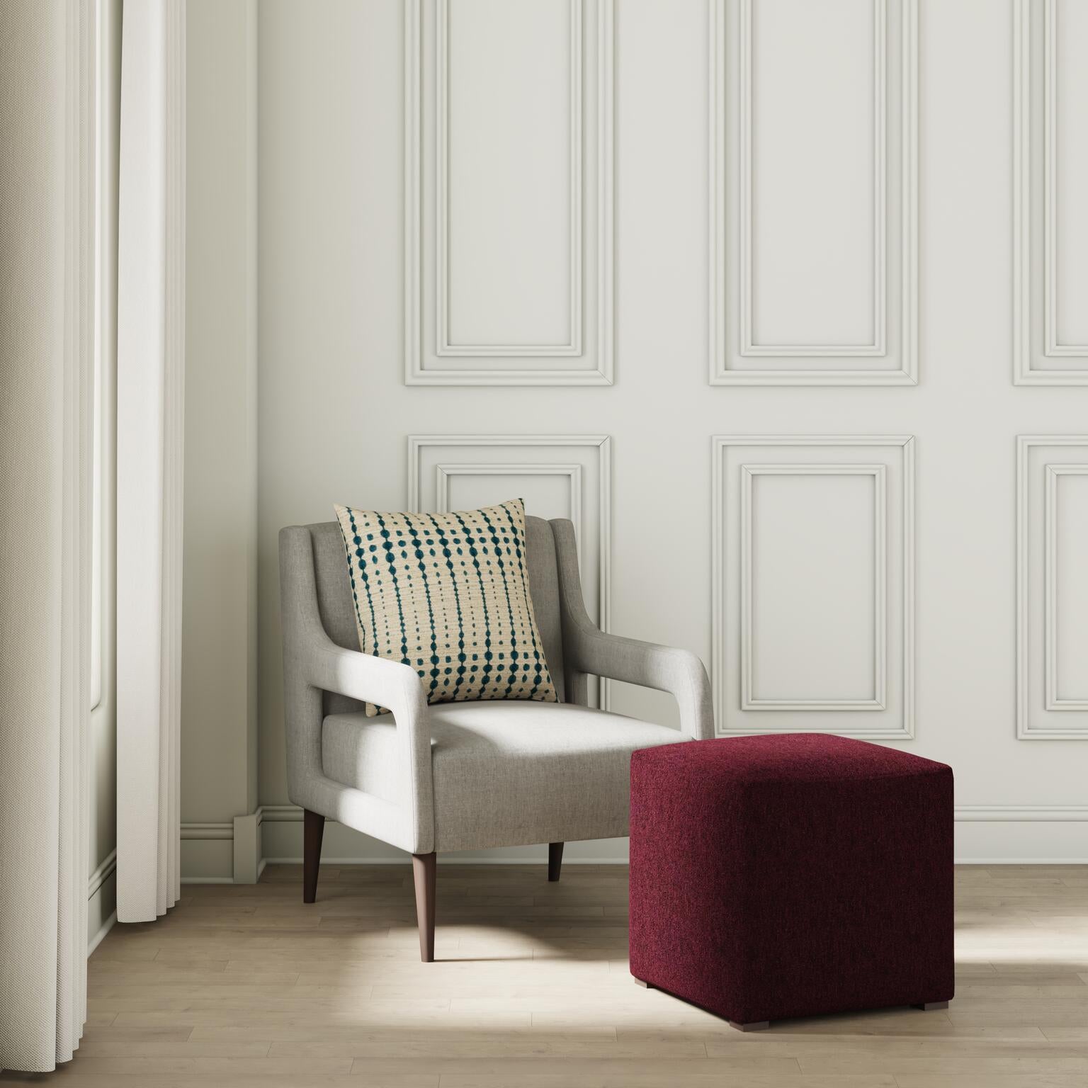 So Mohair Ottoman in Jammin - FineZa7