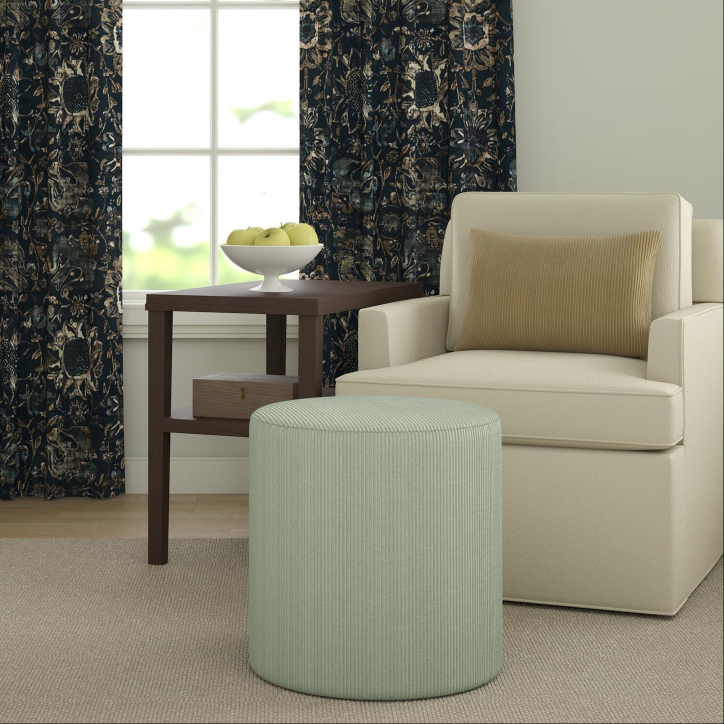 Vineyard Velvet Ottoman in Aquamarine - FineZa5