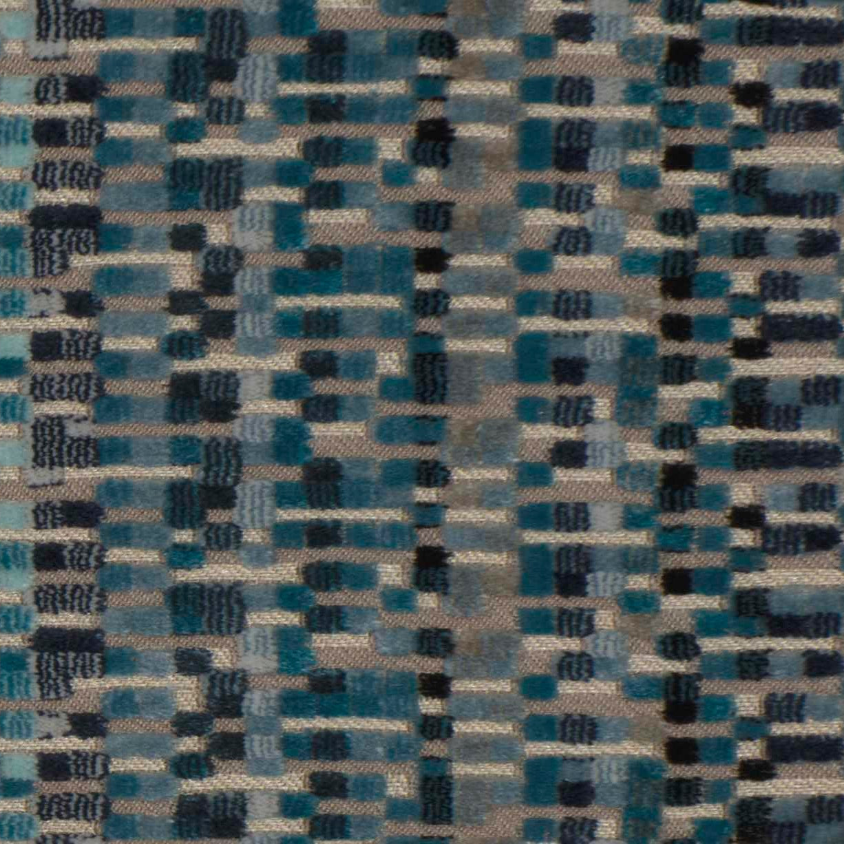 Close-up of a textured blue and gray patterned fabric